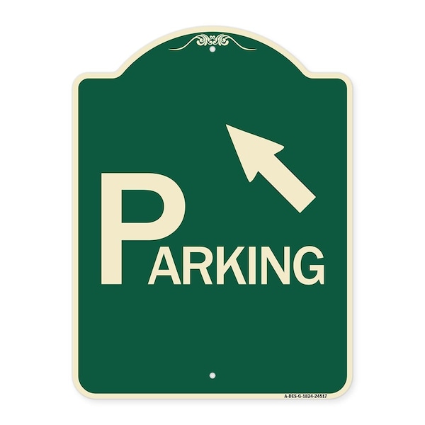 Signmission Parking W/ Arrow Pointing to Top Left Heavy-Gauge Aluminum Sign, 24" x 18", G-1824-24517 A-DES-G-1824-24517 - main